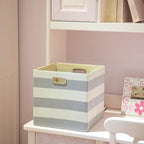 Posprica Storage Cubes,13×13 Collapsible Storage Baskets Bins Fabric Drawers - 2pcs, Grey-white Striped