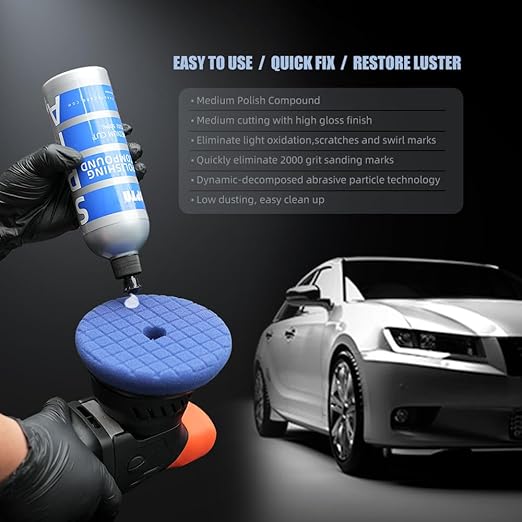 Medium Cut Polishing Compound, SPTA 16.91oz (500ml) Polishing Compound Car Scratch & Swirl Remover Rubbing Compound & Medium Cut Polish Compound Swirl Remover for Car Automotive Paint Correction