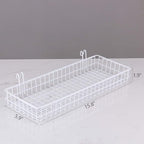 Kaforise Hanging Basket for Wire Wall Grid Panel, Multi-function Wall Storage and Display Basket, Large Size, White