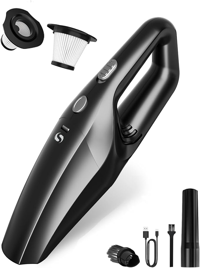 Handheld Vacuum Cordless, Car Vacuums Powerful with Rechargeable Battery, Portable Hand Held Vacuum Cordless with Washable HE