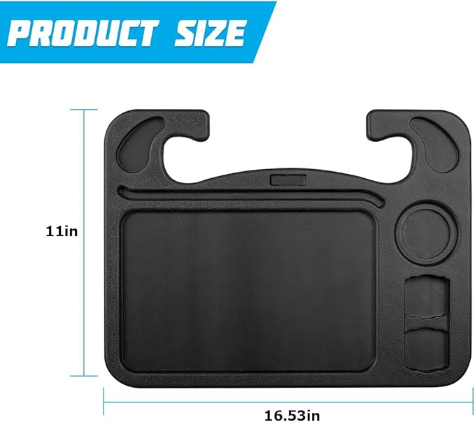 Mandark Car Steering Wheel Tray, 2 in 1 Auto Steering Wheel Desk for Eating Drinks Laptop, Multipurpose Vehicle Interior Travel Essential Table Accessories, Universal for RV, SUV, Truck (Black-1)