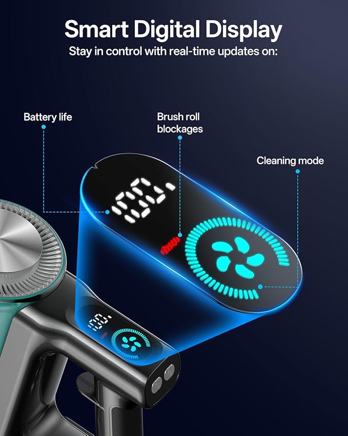 Cordless Vacuum Cleaner, 8-in-1 Cordless Stick Vacuum Cleaner with 3 Suction Modes, Up to 45mins Runtime, Rechargeable, Self-