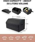 Owleys Trunk Organizer For Car - Collapsible Storage Bins - Keep Groceries, Sports Gear & Tools Secure On Road Trips - Best
