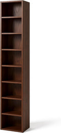 8-Cube Storage Organizer Bookcase, White, Tall Narrow Bookshelf for Home Office (Dark Brown)