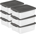 Sterilite 6-Pack ShelfTote, Clear Plastic Storage Bins with Lids, 25 Quart, Gray - Stackable Organizing Container Boxes for C