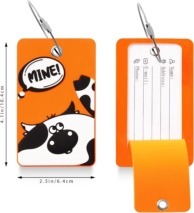 Funny Animal Luggage Tags Suitcases -Silicone Travel Bag Tags with Privacy Cover&Steel Loops - Unique Cute ID Labels for Wome