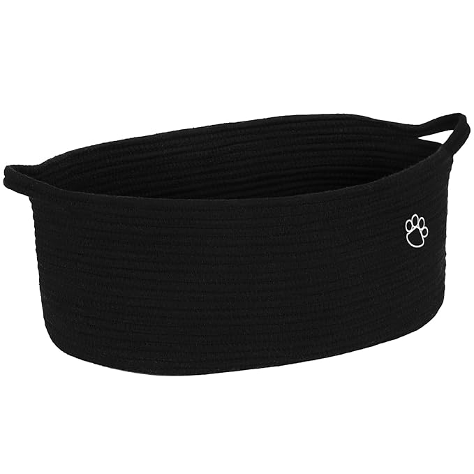 Optish Dog Toy Basket, Toy Box and Bin for Dog Cat Storage, 19.7" X 11" X 7.9" (30L) Large Woven Rope Basket for Blanket Stor