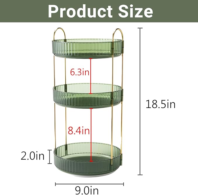 Asayuee 360 Rotating Perfume Organizer,3 Tier Large Capacity Make Up Organizers and Storage,Makeup Organizer for Bathroom,Cos