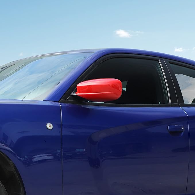 Voodonala for Charger Rearview Mirror Rear View Mirror Side Mirror Cover Decoration Trim Fit for 2010-2024+ Dodge Charger Exterior Accessories, Red ABS 2pcs