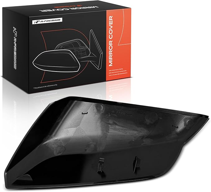 A-Premium Passenger Side Rearview Mirror Cover Cap - Compatible with Chevy Chevrolet Malibu 2016 2017 2018 2019 2020 2021 2022 2023 2024 2025 - Smooth Black