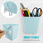G.CORE Large Pegboard Cups Peg Board Storage Bin 6 Pack with Hooks, Square Box Shape Pegboard Cup Holder Accessories for Gara