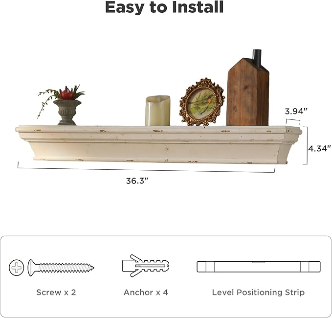 Vintage Floating Shelves,Wood Wall Shelf 3-Tier,36.3 Inch Rustic Wall Shelves, Solid Wood Mounted Decorative Shelves