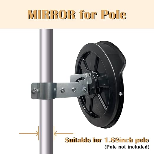 Convex Mirror - 12" Safety Mirrors for Garage, Warehouse, Pole-Mount Large Security Mirror for Driveway with Flexible PC Lens (12 Inch, Black)