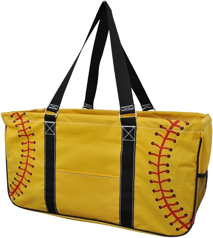 NGIL Extra Large Utility Tote Reusable Grocery Organizing Bag Oversized Collapsible for Storage, Picnic,Car, Beach (Softball-yellow)