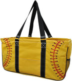 NGIL Extra Large Utility Tote Reusable Grocery Organizing Bag Oversized Collapsible for Storage, Picnic,Car, Beach (Softball-yellow)