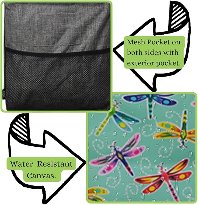 NGIL Extra Large Utility Tote Reusable Grocery Bag Oversized Collapsible for Groceries, Storage, Picnic, Beach (Dragonfly-Navy)