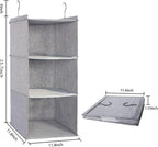 Hanging Closet Organizer, Easy Mount Collapsible 3-Shelf Camper Closet Wardrobe Hanging Storage Shelves, Folded Clothes Towel