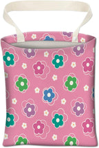 Car Trash Can, Cute Car Trash Bag, Hanging Car Organizer and Storage Bag, Trash Bin for Car Accessories, Vehicle, Travelling, Camping Pink Cute Flowers