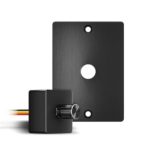 12 Volt PWM LED Dimmer Switch 15A 180W, Push On/Off, Rotary Knob Dimming,12V/24V Light Dimmer for RV Boat Truck Camper Van Trailer Light Fixture, LED Strip Lights (High Side, Black Panel)