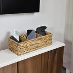 Water Hyacinth Basket for Toilet Paper, Wicker Baskets for Storage Bathroom Counter, Storage Basket With 3 Compartments, Rest