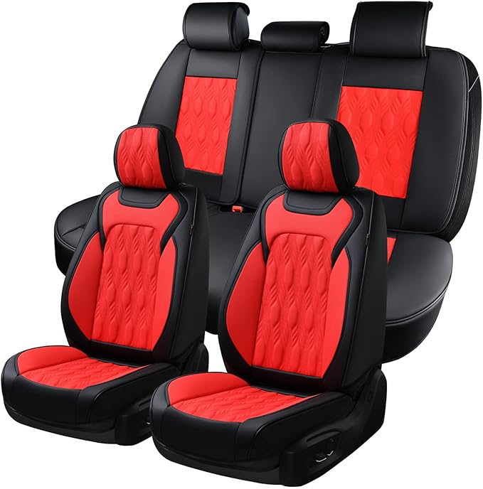 Coverado Car Seat Cover Full Set, Luxury Leather Seat Covers for Front and Rear, Waterproof Seat Covers 5 Seats, Car Seat Pro