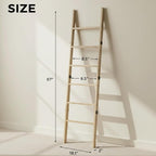 Blanket Ladder for Living Room 6-Tier, Wooden Decorative Quilt Holder for Bed Room, Wall-Leaning Towel Rack for Bathroom, Dec