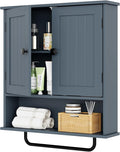 RRX Bathroom Cabinet Wall Mounted Medicine Cabinets with Towels Bar, Over The Toilet Storage Cabinet with 2 Doors and Adjusta