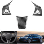 for Tesla 2017-2023 Model 3 and 2020-2024 Model Y Steering Wheel Cover Trim Interior Decoration Protection Accessories (Glossy Carbon Fiber Pattern)