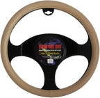 BDK Ergonomic Grip Steering Wheel Cover - Leather Performance Grip for Standard Size Wheels 14.5-15 inch Beige