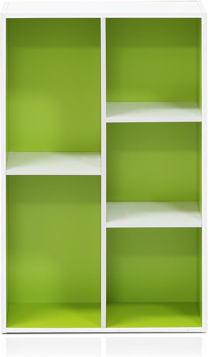 Furinno LUDER Book Shelf, 5-Cube Bookshelf, Reversible Bookcase, 9.4 x 19.5 x 31.5, Easy Assembly, for Living Room, Bedroom, 