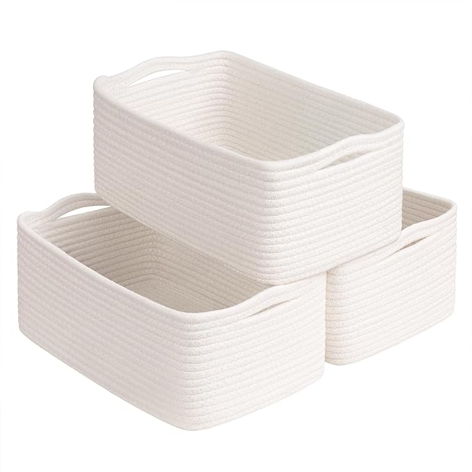 Goodpick Baskets for Organizing, Shelf Toy Basket for Organizing, Toy Organizer, Woven Rope Shelf Organizer 3 Pack for Nurser