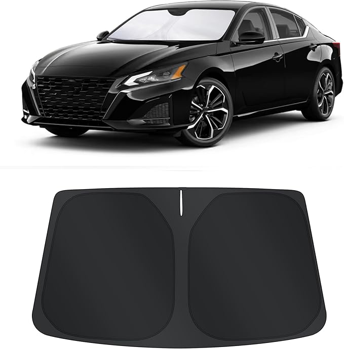 TINGLU Sun Shade for Nissan Altima 2019-2025 2026 Accessories Windshield Sun Shade Window Shade UV Rays Protection Sun Visor Cover with Steering Wheel Sunshade Storage Bag