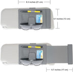 TFY Car Sun Visor Extender and Organizer, Universal Sunshade Anti-Glare, Vehicle Storage Holder for Sunglasses, Pens and Cards, Multi-Pocket Auto Interior Accessories - 1 Piece (Gray)
