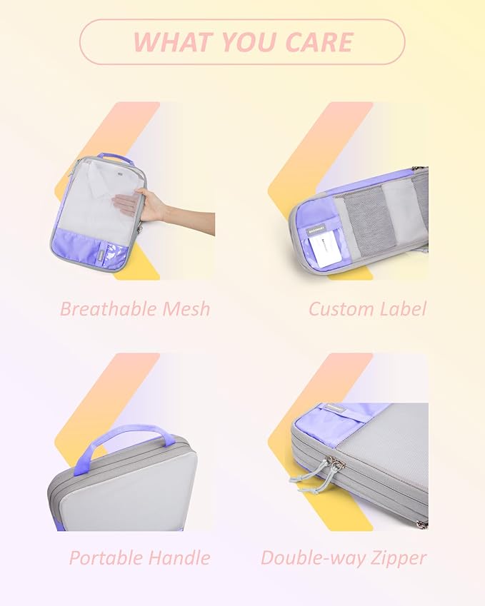BAGSMART 6 Set /4 Set/2 Set Compression Packing Cubes for Travel, Lightweight Luggage Organizer Bags, Durable Space Saver Bag