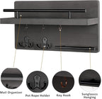 OurWarm Wall Mounted Key Hanger with 5 Hooks, Decorative Wooden Mail Organizer with Shelf, Rustic Home Decor for Entryway, Mu