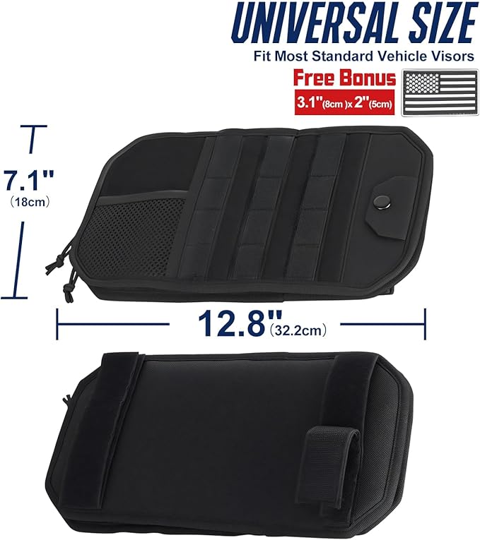 Car Sun Visor Organizer, Multi-Pocket Visor Organizer Storage Pouch with Zippers, Elastic Bands & Glasses Clip, Car Visor Accessories