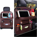 Car Seat Back Organizer, Leather Vehicle Seatback Storage Pocket with Foldable Table Tray, Multifunctional Automotive Backsea