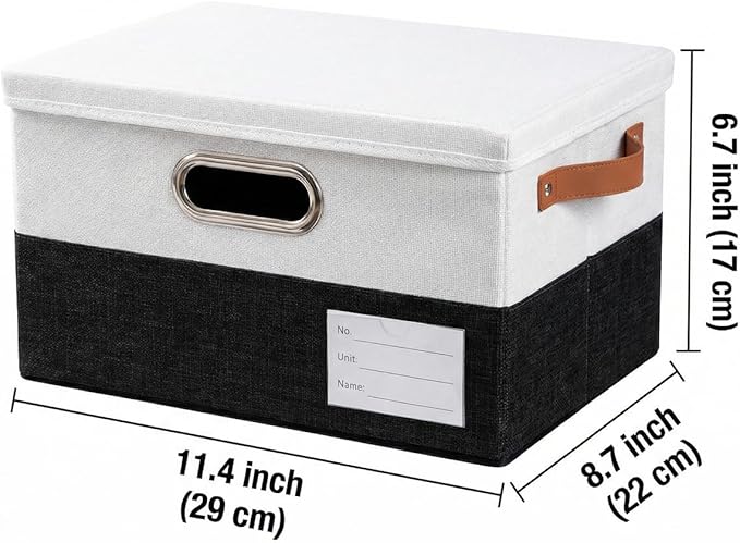 PRANDOM Storage Bins with Lids [3-Pack] Linen Fabric Foldable Storage Boxes Organizer Containers Baskets Cube with Cover for 