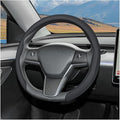 Car Nappa Leather Steering Wheel Cover, 15" Fashionable 5D Anti-Slip Vehicle Steering Wheel Protector, Breathable Auto Interi