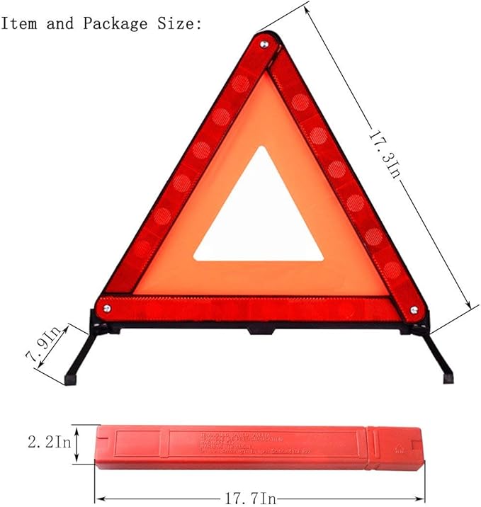aikko Safety Triangle Kit Road Emergency Warning Reflector Roadside Reflective Early Warning Sign, Foldable 3 Pack of Emergen