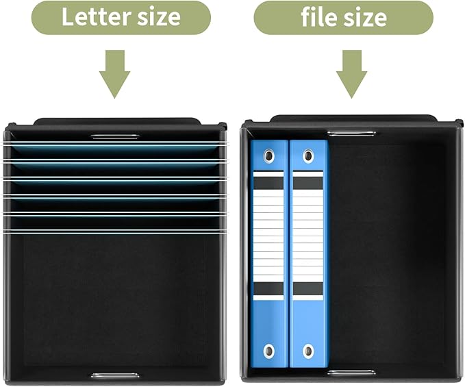 Huolewa File Organizer Box with Lid, Collapsible File Folder Organizer for Office Document Storage, Filing Box with Plastic S