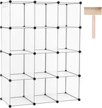 C&AHOME Cube Storage Organizer, 12-Cube Closet Cabinet Organizer, DIY Cube Shelf, Plastic Stackable Bookshelf, Modular Shelvi