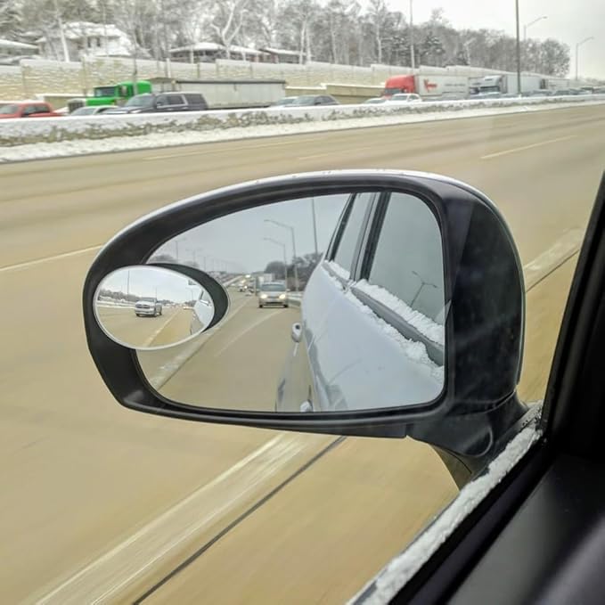 Ampper Blind Spot Mirror Oval, HD Glass Frameless Stick on Adjustabe Convex Wide Angle Rear View Blind Spot Car Mirror for Car Blind Spot, Pack of 4