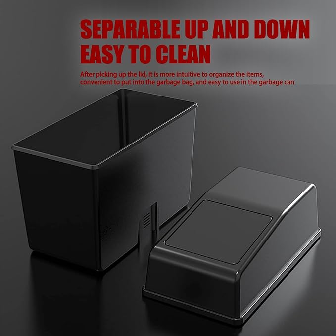 1 Pack Car Trash Can with Lid, 8.2" x 7.8" x 3.9" Capacity Universal Waterproof Portable Car Trash Can, Multifunctional Odorless Organizer Can for Auto Office Home (Black)