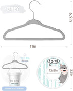 VIS'V Baby Hangers, 11 Inch Velvet Kids Hangers with 6 Pcs Clothes Size Dividers, Infant Toddler Nursery Closet Organization,