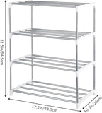 Small Shoe Rack, Narrow Stackable Shoe Shelf Organizer for Entryway, Doorway and Bedroom Closet (4-Tier, White)