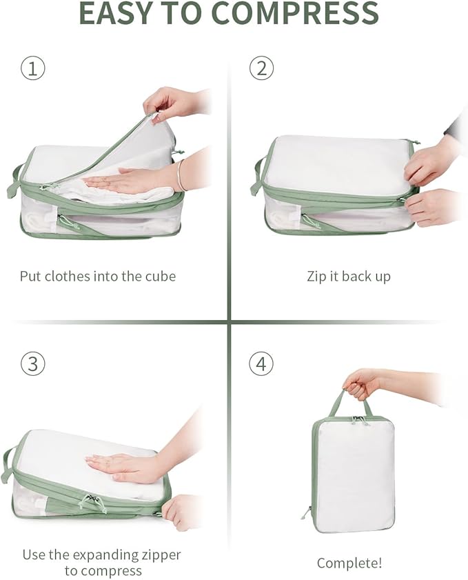 ECOHUB 6 Set Compression Packing Cubes, Lightweight Vacation Travel Essentials, Durable Travel Accessories for Suitcase Carry