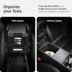 Spigen One-Tap Hidden Storage Box for Tesla Model Y Juniper (Standard, Premium & Performance 2026/2025) and Model 3 Highland (Standard, Premium & Performance 2026/25/24)
