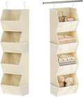 Hanging Closet Organizer 4 Shelf Collapsible Fabric Closet Organizers and Storage Hanging with Mesh Pocket for Clothes, Hangi