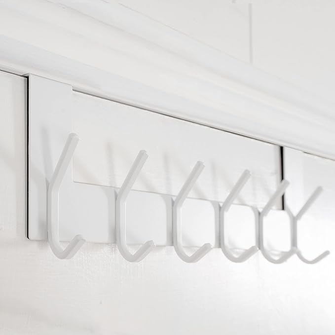 WEBI Over The Door Hook White,Over The Door Towel Rack,Door Hanger,Door Coat Towel Hanger,Door Coat Rack for Hanging Clothes,